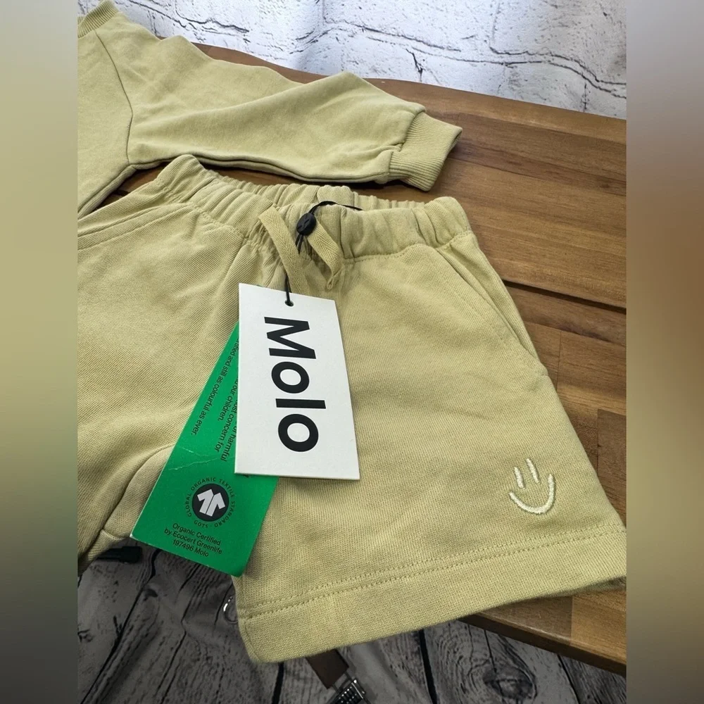 Molo Kids Yellow/Green Sweatshirt & Shorts Set NWT